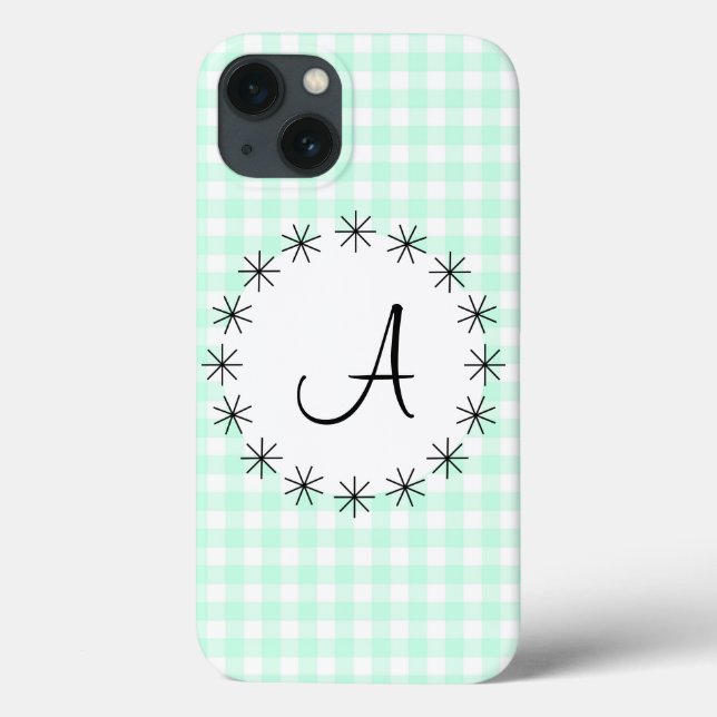 Aqua Gingham Karo "Monogram" iPad case (Rückseite)