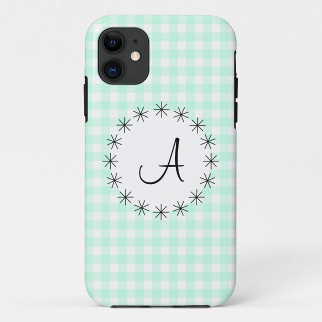 Aqua Gingham Karo "Monogram" iPhone 5 Fall Case-Mate iPhone Hülle (Rückseite)