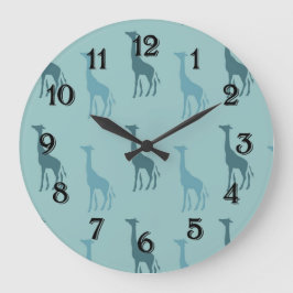 Aqua Giraffes Große Wanduhr