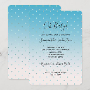 Aqua Glam Dots Ombre Baby Shower Einladung