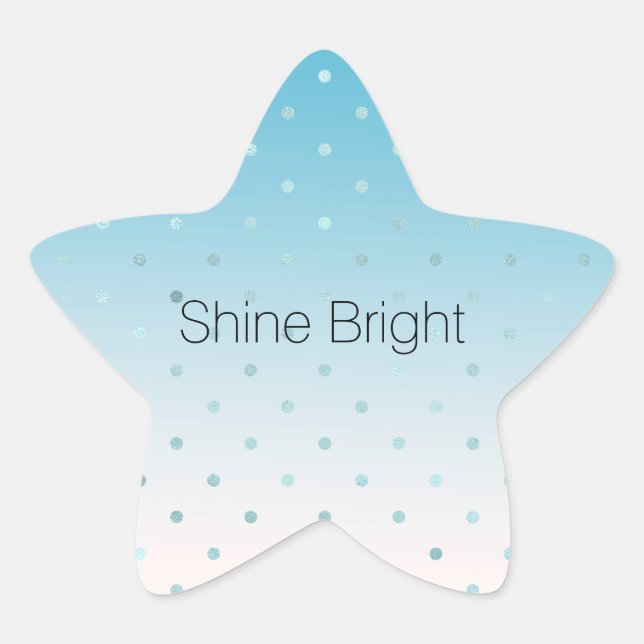 Aqua Glam Dots Ombre Stern-Aufkleber (Vorderseite)