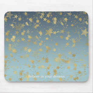 Aqua-glauben blaue GoldOmbre Sterne an Ihre Träume Mousepad