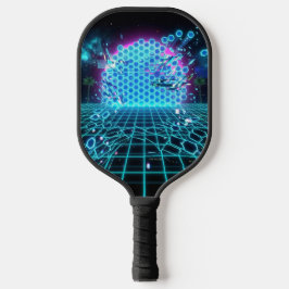 Aqua Glitch Matrix Neon Blau Futuristischer Pickle Pickleball Schläger