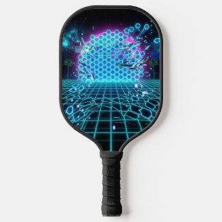 Aqua Glitch Matrix Neon Blau Futuristischer Pickle Pickleball Schläger