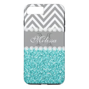 AQUA-GLITTER, GRAUER CHEVRON, MONOGRAMM Case-Mate iPhone HÜLLE