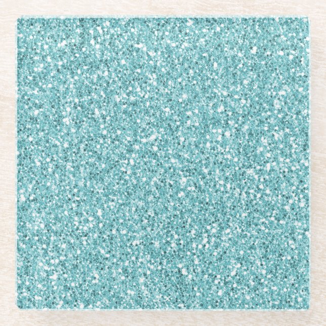 Aqua Glitz Glitzer          Glasuntersetzer (Vorderseite)