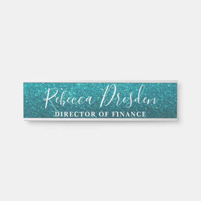 Aqua Glitzer Beruflich Office Führungskraft Boss Türschild (Vorderseite )