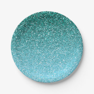 Aqua-Glitzer Ombre Pappteller