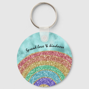 Aqua Glitzer Sparkle Gold Rainbow Schlüsselanhänger