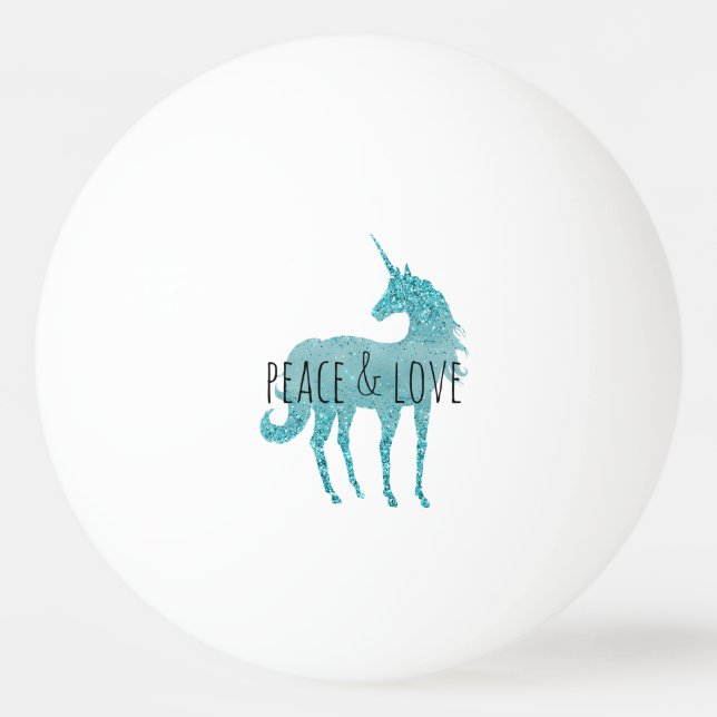 Aqua Glitzer Sparkle Unicorn Tischtennisball (Vorderseite)