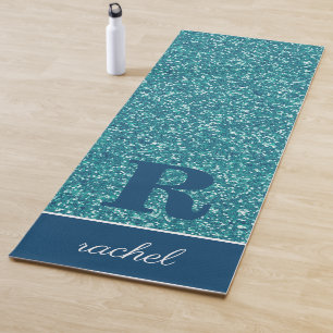 Aqua Glitzern Personalisiert Yogamatte
