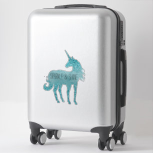 Aqua Glitzy Glitzer Sparkle Unicorn Aufkleber