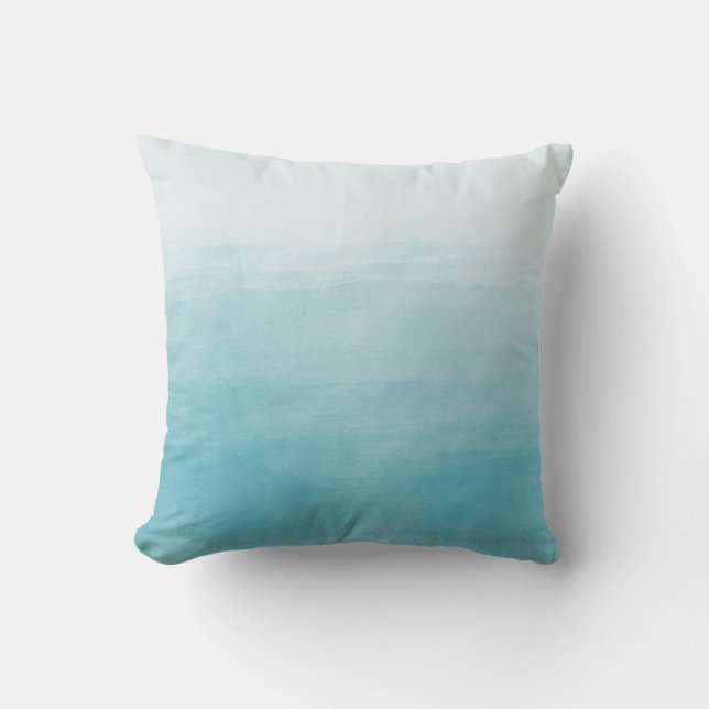 Aqua-Glücks-Aquarell Ombre Kissen (Vorderseite)