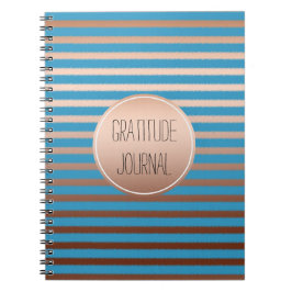 Aqua Gold Bronze Stripes Ombre Dankbarkeit Notizblock