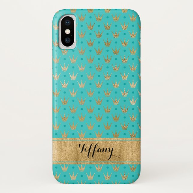 Aqua, Gold Crowns Case-Mate iPhone X Fall 2 Case-Mate iPhone Hülle (Rückseite)