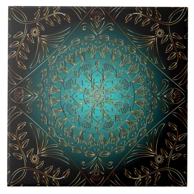 Aqua Gold Decoration Keramik Tile Fliese (Vorderseite)
