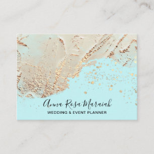 *~* Aqua Gold Foil Glitzer Schöne Hochzeit Visitenkarte