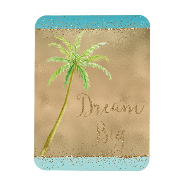 Aqua Gold Glitz Glitzer Tropischer Palm Magnet (Vertikal)