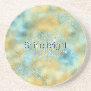 Aqua Gold Glitz Sparkle Getränkeuntersetzer