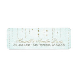 Aqua & Gold Glitzer Look Hochzeitadresse Labels