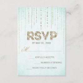 Aqua & Gold Glitzer Look Hochzeitskarte RSVP
