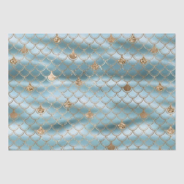 Aqua Gold Glitzer Mermaid Seidenpapier (Vorderseite)