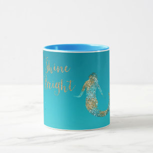 Aqua Gold Glitzer Sparkle Meerjungfrau Tasse