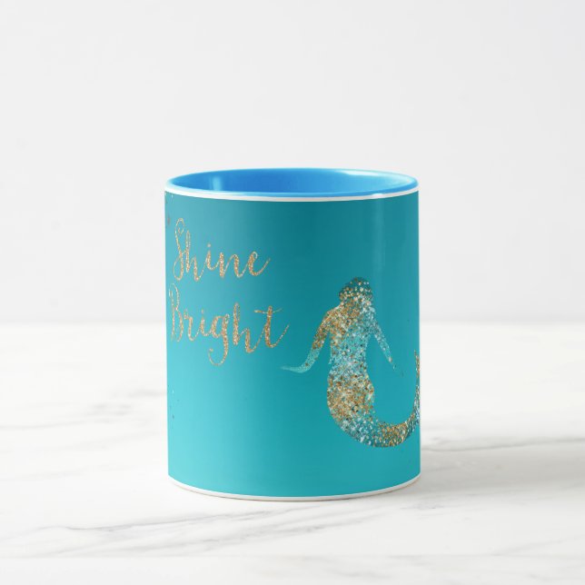 Aqua Gold Glitzer Sparkle Meerjungfrau        Tasse (Zentrum)