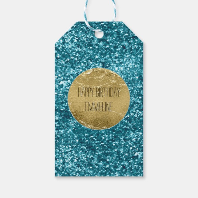 Aqua Gold Glitzy Glitzer (Meerjungfrau inspiriert) Geschenkanhänger (Vorderseite)