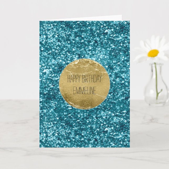 Aqua Gold Glitzy Glitzer (Meerjungfrau inspiriert) Karte (Kleine Pflanze)