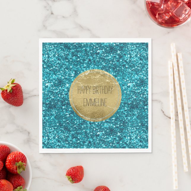Aqua Gold Glitzy Glitzer (Meerjungfrau inspiriert) Serviette (Beispiel)
