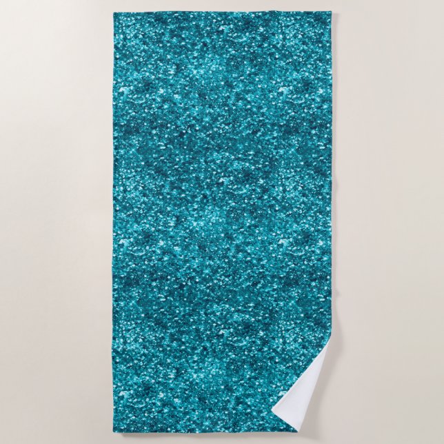 Aqua Gold Glitzy Glitzer (Meerjungfrau inspiriert) Strandtuch (Vorderseite)