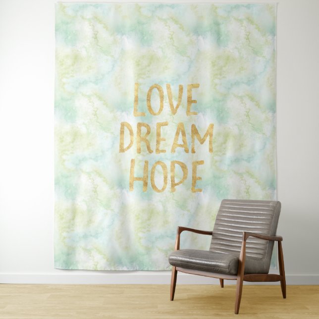 Aqua Gold Liebe Dream Hope Wandteppich (Beispiel)