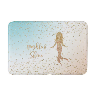 Aqua Gold Meerjungfrau Sparkle Glitzer Confetti    Badematte