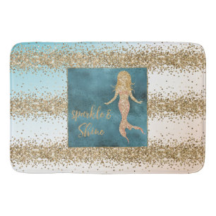 Aqua Gold Meerjungfrau Sparkle Glitzer Confetti    Badematte
