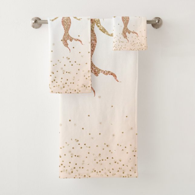 Aqua Gold Meerjungfrau Sparkle Glitzer Confetti    Badhandtuch Set (Insitu)