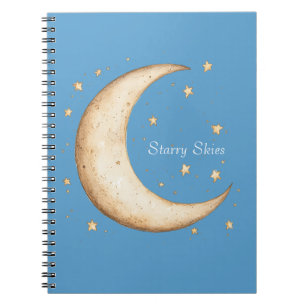 Aqua Gold Mond Sterne Himmel Notizblock