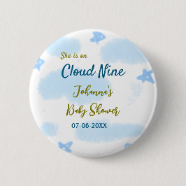 Aqua gold sie ist auf Wolke neun Baby Duschwolken Button