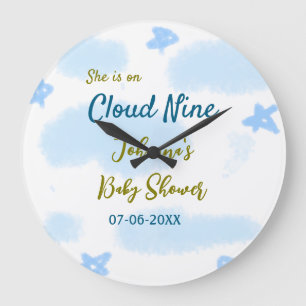 Aqua gold sie ist auf Wolke neun Baby Duschwolken Große Wanduhr