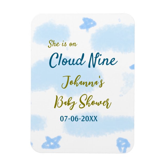 Aqua gold sie ist auf Wolke neun Baby Duschwolken Magnet (Vertikal)