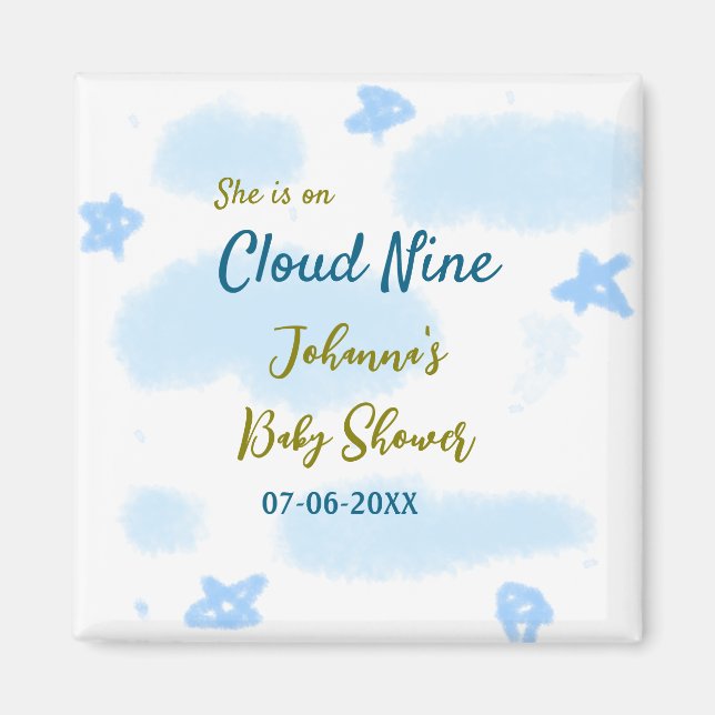 Aqua gold sie ist auf Wolke neun Baby Duschwolken Magnet (Vorne)