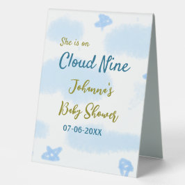 Aqua gold sie ist auf Wolke neun Baby Duschwolken Tischaufsteller