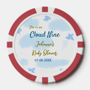 Aqua Gold Sie ist auf Wolke sieben Baby Shower Wol Pokerchips