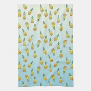 Aqua Gold tropische Aquarellkiefer Geschirrtuch