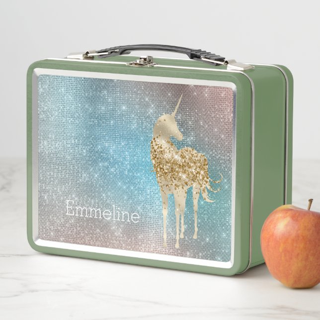 Aqua Gold Unicorn Sparkle Metall Brotdose (Beispiel)