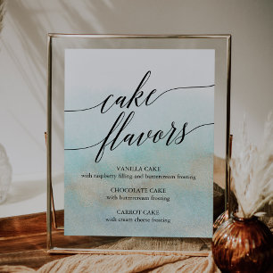 Aqua Gold Watercolor Beach Hochzeitskuchen Poster