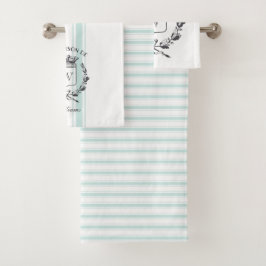 Aqua Grain Sack Custom Familienwappen Handtuch Set