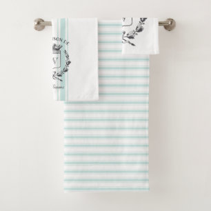 Aqua Grain Sack Custom Familienwappen Handtuch Set