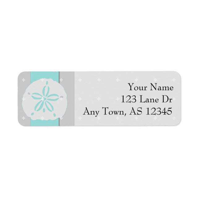 Aqua Gray Band Starfish Sand Dollar Rücksendeadres (Vorne)