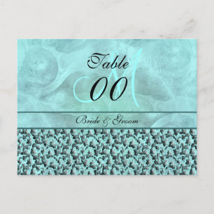 Aqua gray "Tischnummer" Postkarte
